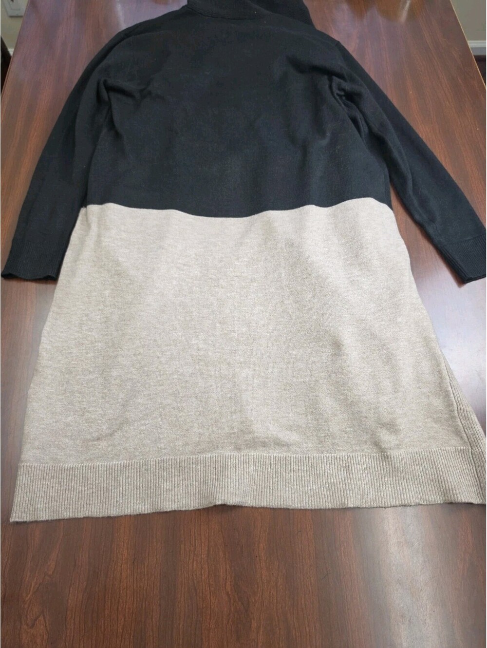 Mud Pie Womens Colorblock Cardigan SZ S/M Black Beige Long Sleeve Cozy Knit Top